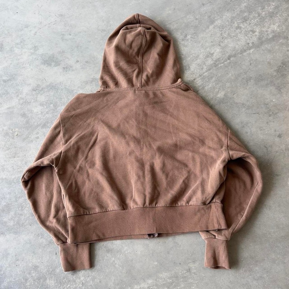 Vintage women's brown gap cropped blank zip up hoodie - Picture 3 of 6